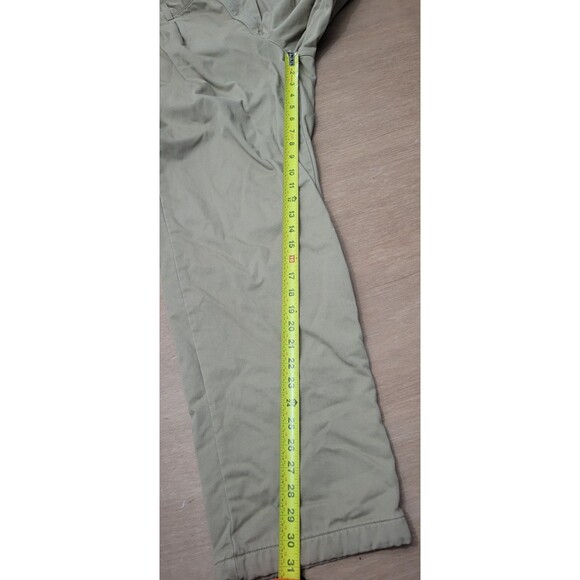 LL Bean Fleece Lined Pants Khaki Tan Pleated Front Pants Size 36x31 Mens - Picture 9 of 11